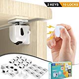 BigRoof CA-012 Newest Version Heavy Duty Drawer Drill Child Proof Latch Baby Safety Locks for Cabinet, 10 pack