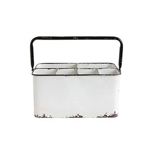 Creative Co-Op Distressed White Metal Caddy with 6 Compartments