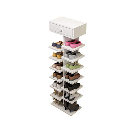 LOJE Wooden Shoe Rack, Coat Rack Household Storage Rack Dustproof Multi-Function, Detachable Multilayer (Color : White, Size : 112cm)