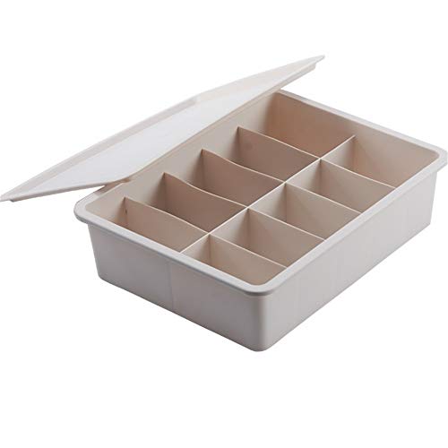 Wagsuyun Plastic Storage Organizer for Bra Underwear Socks Organizer Box Beige 2 Pcs (Color : Beige)