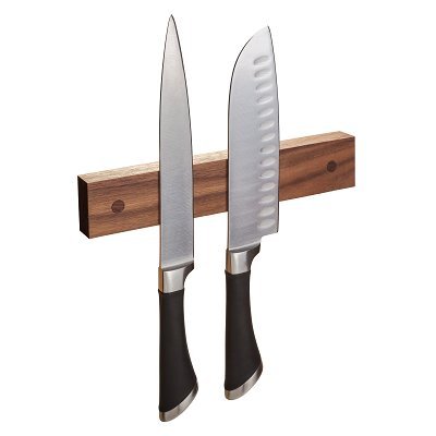 Powerful Magnetic Knife Strip, Solid Wall Mount Wooden Knife Rack, Bar. Unique gift Made in USA (Walnut, 9")