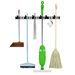 RENEGADE Mop, Broom & Tool Holder- Perfect in Garage Basement- Garden Tool Storage-Laundry Room Organization-Wall Mounted Aluminum Organizer- for Home & Commercial Use