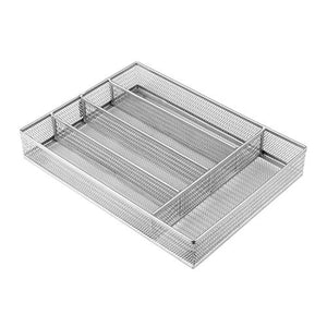 5 Compartments Steel Mesh Kitchen Cutlery Trays Silverware Storage with No-Slip Foam Feet - Kitchen Organization/Silverware Storage