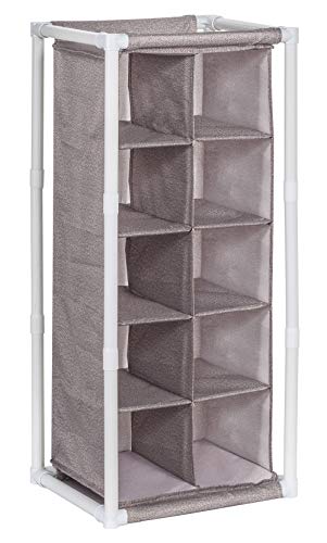 STORAGE MANIAC 5-Tier 10-Cube Cubby Organizer Free Standing Shoe Rack, Portable Shoe Cubby Storage, Coffee