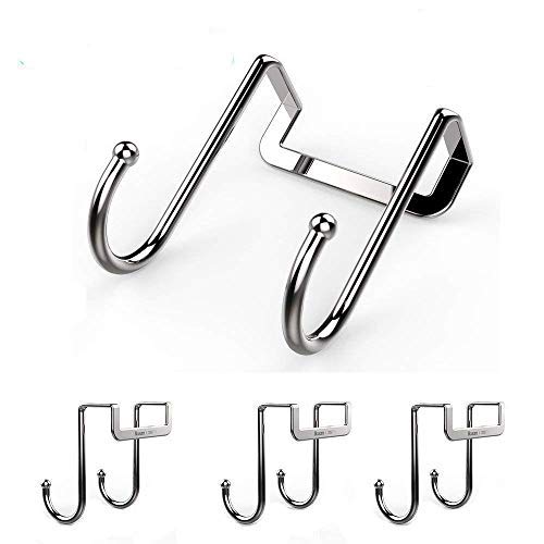 Cabinet Door Double Hooks Hanging Towel Rack - 18/8 Stainless Steel Multiple Use S Shaped Distinctive Designed Hanging Over the Door Hooks Use for Kitchen, Bathroom, Bedroom,Office (4 PACK)