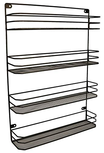 KitchenEdge 4 Tier Wall Mounted Kitchen Pantry Soup and Spice Rack Storage Organizer, Black