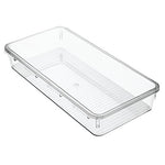 InterDesign Linus Interlocking Drawer Organizer for Kitchen, Office, Bathroom Vanities - Large Wide, Clear