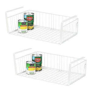 NEX Under Shelf Basket, 2-Pack Under Cabinet Hanging Storage Wire Basket Organizer (14.17" x 10.50" x5.90") for Kitchen Pantry Cupboard, White(LT-DB066B)