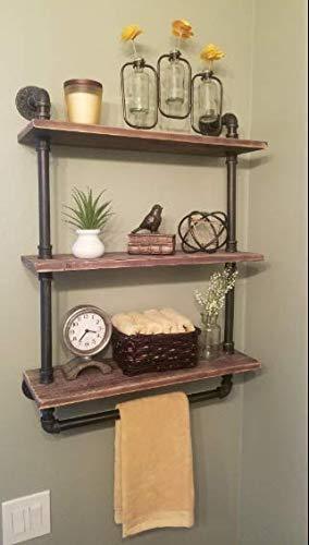 Warm Van Industrial Vintage Bathroom Towel Rack,Wall Mount Towel Pipe Shelf,Bar Organization Wine Racks,Kitchen Accessories Storage Tool Cabinet (24" L x 8.6"W x 33.5" H inch)