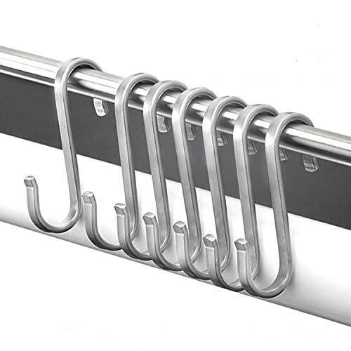 10 Pcs Metal S Shaped Kitchen Spoon Pan Pot Hanging Hooks Hangers 60mm - Silver Tone