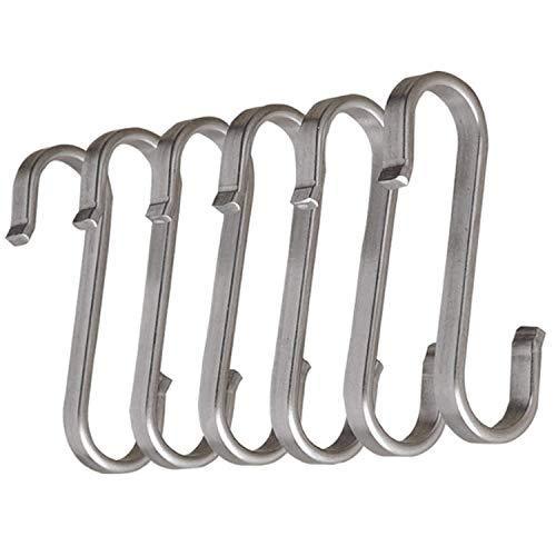 Daratarin S Shaped Hanging Hooks Solid Stainless Steel S Hooks Kitchen Hooks for Spoon Pan Pot Hangers Multiple Uses.