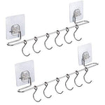 E-Gtong 2-Pack Kitchen Rail SUS 304 Stainless Steel with 12 Sliding Hooks No Drilling Wall Mounted Utensil Rail Holder Rack Hanging Hooks for Kitchen Tools, Pot, Pan, Towel - 15.3 Inch