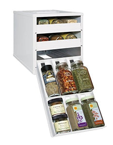 YouCopia Original SpiceStack 18-Bottle Spice Organizer with Universal Drawers, White