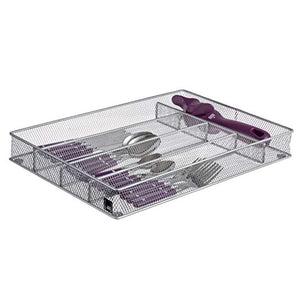 Cutlery Tray by Mindspace, 5 Compartments | Flatware Tray For Drawer | Kitchen utensil Silverware Organizer | The Mesh Collection, Silver
