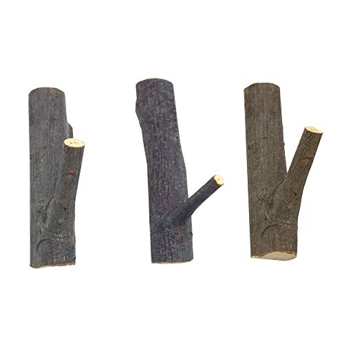 Vintage Real Wood Tree Branch Wall Hook Rustic Decorative Wood Adhesive Hooks 3M Coat Key Holder Bag Hat Hook Holder Wall Hooks for Home Decoration 3PCS (2cm)