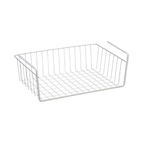 Metal Under Shelf Basket Storage Organizer Kitchen Pantry Closet Space Saver 11.5"W x 10."D x 5.5"H White