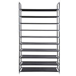 SoSo-BanTian1989 Black 10 Tiers Shoe Rack 50 Pairs Non-woven Fabric Shoe Tower Storage Organizer Cabinet