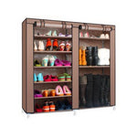 WAJJ Shoe Rack with Cover Closet Shoe Storage Cabinet Organizer Double Rows 9 Lattices Combination Style Light Coffee