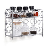 NEX 2-Tier Spice Rack Countertop Shelf for Kitchen Spice Jars Storage Organizer Wall-Mounted Storage (DB050C)(Silver)