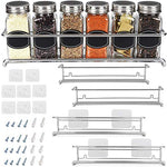 Spice Rack Organizer for Cabinet, Door Mount, or Wall Mounted - Set of 4 Chrome Tiered Hanging Shelf for Spice Jars - Storage in Cupboard, Kitchen or Pantry - Display bottles on shelves, in cabinets