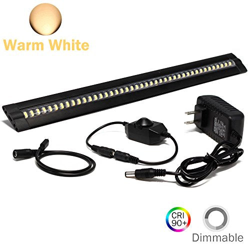 Ultra Thin LED Under Cabinet/Counter Kitchen Lighting Plug-in, Dimmable 2 Coin Thickness LED Light with 42 LEDs, Easy Installation Warm White 12V/1A 5W/450LM CRI90, All in One Kit.