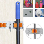 Mop Broom Holder Organizer with 4 Hooks for saving space, Stainless Steel Heavy Duty Broom Mop Handle Holder for Kitchen Garage