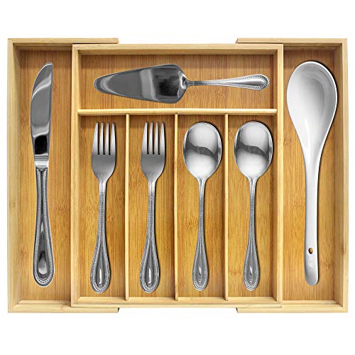 G-LEAF Expandable Cutlery Tray Utensil Flatware Silverware Drawer Organizer, Tray Drawer Organizer