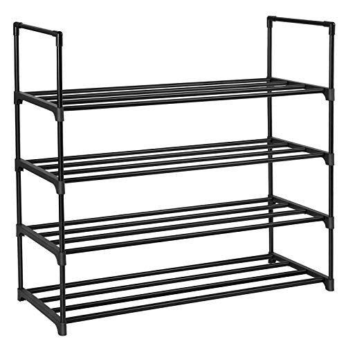 SONGMICS 4-Tier Shoe Rack 20 Pairs Metal Shoe Tower Shelf Storage Organizer Cabinet 35.6 x 11.9 x 33.3 Inches Black ULSA14BK