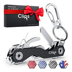 Smart Compact Key Holder Keychain - Made of Carbon Fiber & Stainless Steel- Pocket Organizer Up to 18 Keys- Lightweight, Strong-Key Gadget Includes Sim & Bottle Opener, Carabiner & More (Black)