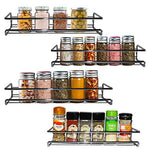 BELLE VOUS 4 Pack Chrome Wall Mount Spice Rack Organizer for Cabinet - Single Tier Hanging Organizers for Pantry - Seasoning Organizer - Pantry Door Organizer - Spice Storage Stand