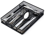 JANE EYRE Solid Utensil Drawer Organizer, Cutlery Tray, Silverware/Flatware Storage Divider for Kitchen, Mesh Designing with Non-slip Foam Feet, 5 Component, Black- 1 Pack