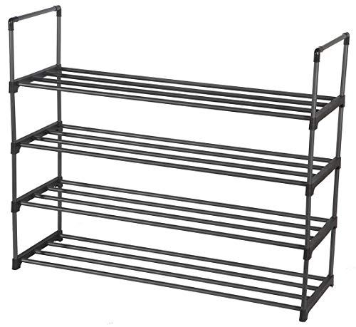 STORAGE MANIAC 4-Tier Shoe Rack Metal Shoe Tower 20-Pair Shoe Storage Organizer Unit Entryway Shelf Stackable Cabinet Durable Shelves, 35.43 W x 11.42 D x 29.13 H Inches