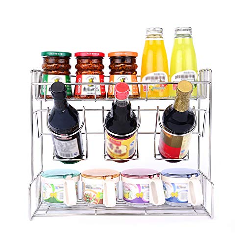 Kitchen Standing Rack Storage Organizer Spice Jars Bottle Shelf Holder Rack - 304 Stainless Steel