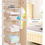 LINGYAN Folding Wardrobe Storage Rack,Dormitory Hanging Storage Rack,Tissue Light Hanger Multi-Layer Shelf,Clothing Organization Rack (Milky, Two Big Two Small)