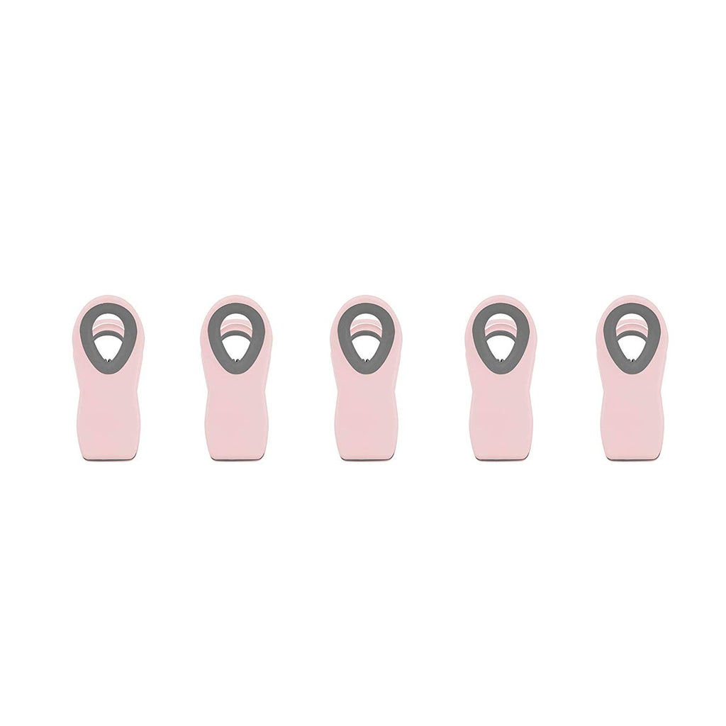 COOK with COLOR Set of Five Pink and Gray Magnetic Plastic Bag Chip Clips