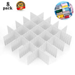 ShineMe 8pcs DIY Plastic Grid Drawer Divider Household Storage Thickening Housing Spacer Sub-Grid Finishing Shelves for Home Tidy Closet Stationary Makeup Socks Underwear Scarves Organizer (White)