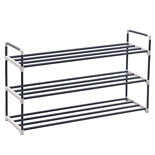 SONGMICS 3-Tier Shoe Rack Shoe Tower Shelf Storage Organizer Cabinet Grey ULSA13G