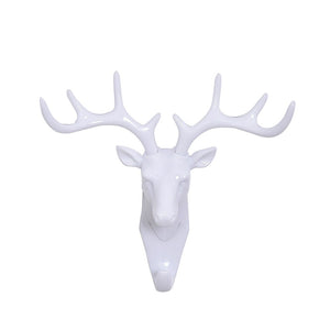 Peyan Deer Head Single Wall Hook / Hanger Animal Shaped Coat Hat Hook Heavy Duty Rustic, Decorative Gift White