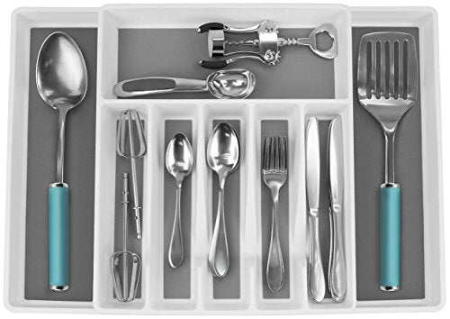 Sorbus Flatware Drawer Organizer, Expandable Cutlery Drawer Trays for Silverware, Serving Utensils, Multi-Purpose Storage for Kitchen, Office, Bathroom Supplies (Cutlery Drawer Organizer - White)