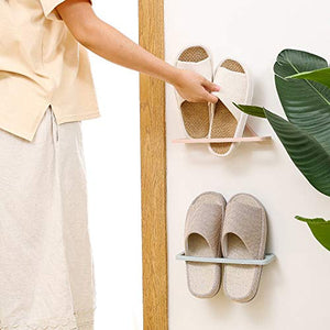 Wall Mounted Shoes Rack, Strong Self Adhesive 3M Plastic Shoes Holder Storage Organizer, Door Shoe Hangers Shoe Shelf Holder, Shoe Rack Hanging Over the Wall for Hanging on the Door, Bathroom, Kitchen