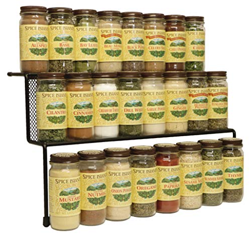 KitchenEdge 2-Tier Elevated Spice Rack Storage Organizer for Cabinets, Holds 16 Spice Jars and Bottles