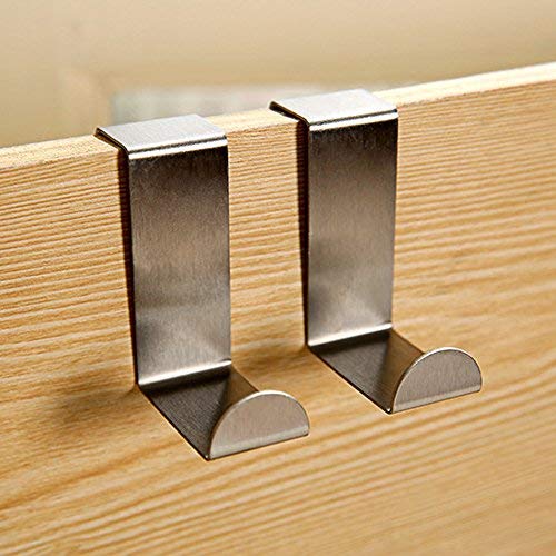 minjiSF 2PC Door Hook Heavy Duty Coat Hooks Stainless Kitchen Cabinet Clothes Hanger Over The Door Hooks Towel Hook for Home Kitchen Bathroom