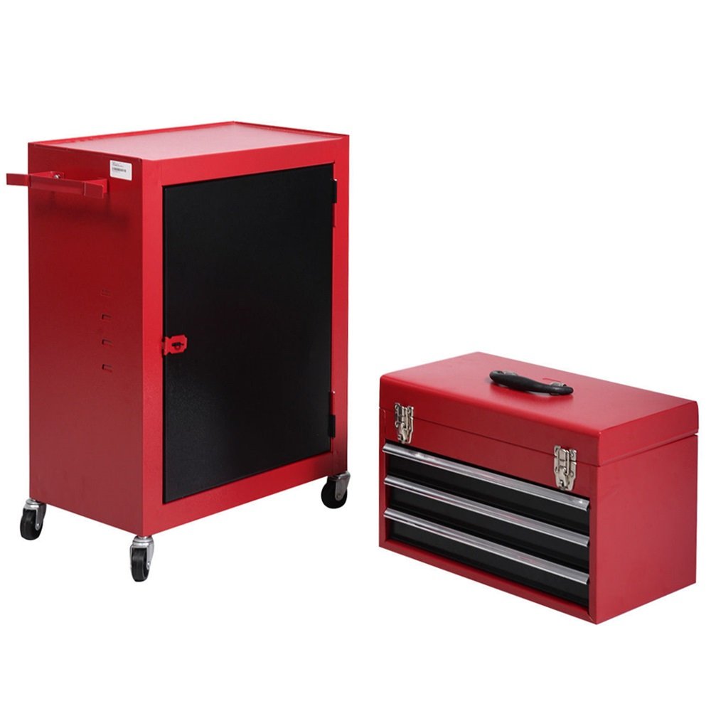 2pc Mini Tool Chest & Cabinet Storage Box Rolling Garage Toolbox Organizer TKT-11