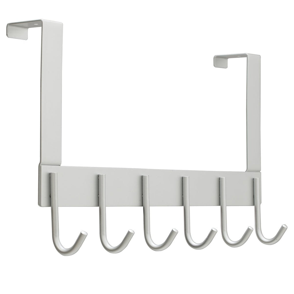 SamiTime Over The Door Hook Hanger, Heavy-Duty Organizer for Coat, Towel, Bag,6 Hooks, Aluminum