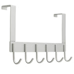 SamiTime Over The Door Hook Hanger, Heavy-Duty Organizer for Coat, Towel, Bag,6 Hooks, Aluminum