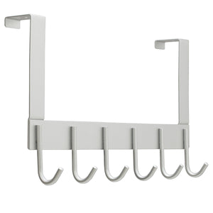 SamiTime Over The Door Hook Hanger, Heavy-Duty Organizer for Coat, Towel, Bag,6 Hooks, Aluminum