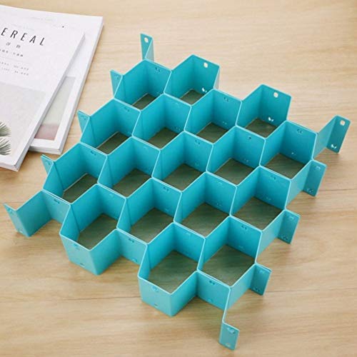 cyclamen9 Closet Organizer, ?DIY Honeycomb Drawer Dividers Plastic Partition Cabinet Clapboard Grid ?Storage Boxes Underwear Socks Bras Ties Belts Scarves (Blue)