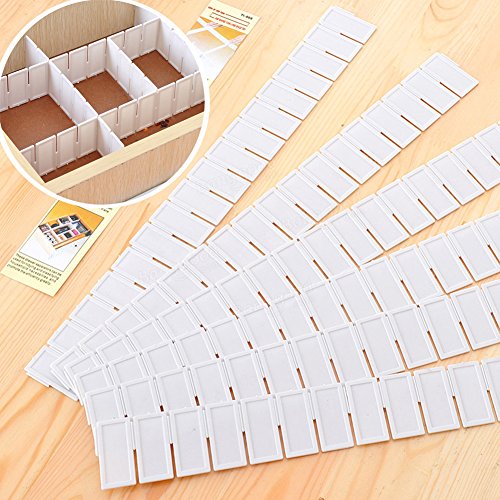 6Pcs Drawer Dividers, Adjustable Grid Drawer DIY Plastic Storage Organizer Dividers for Underwear Socks Belt Office Supplies(435cm,White)