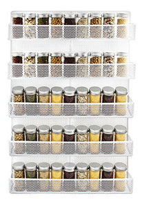 IZLIF 5 Tier Wall Mount Spice Rack Organizer Kitchen Storage Shelf,White