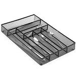 NEX Cutlery Tray, Mesh Silverware Storage Tray - Kitchen Drawer Organizer, Flatware Tray with Foam Feet, 6 Compartment